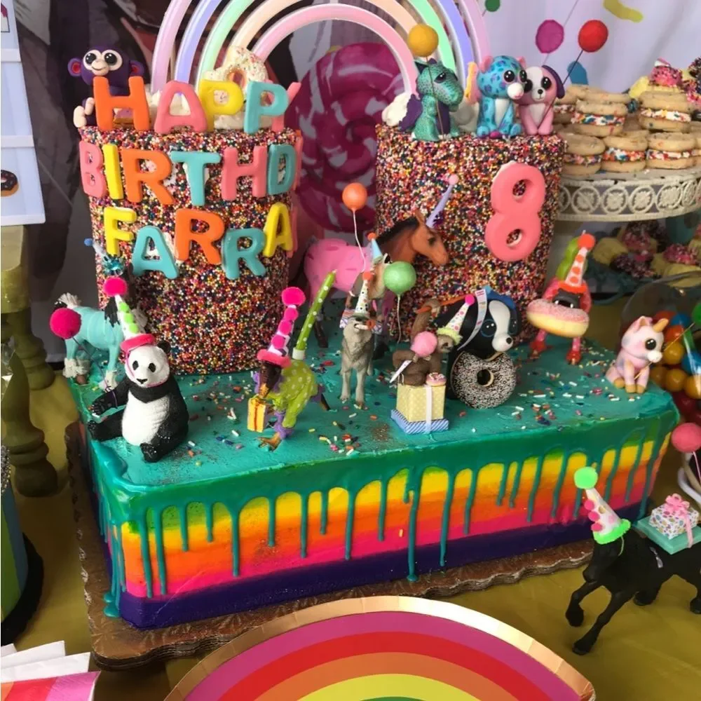 Panda Party Cake Topper Whimsical Boho Cute Party Hat and Balloon